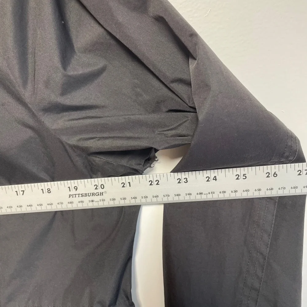 London Fog Black Hooded Trench Coat Large Utility Jacket AS-IS Repair READ - Picture 9 of 11